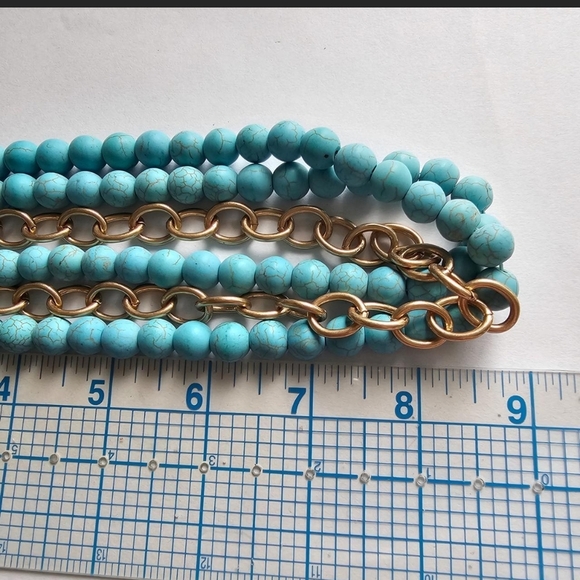Park Lane 3-in-1 Necklace with Golden Matte Chain and Turquoise Beads - Picture 3 of 6